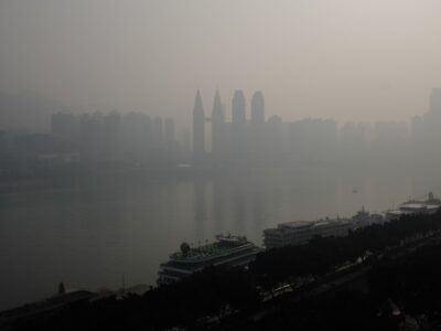 Heavy air pollution and smog over a city representing the health impact of air quality in India