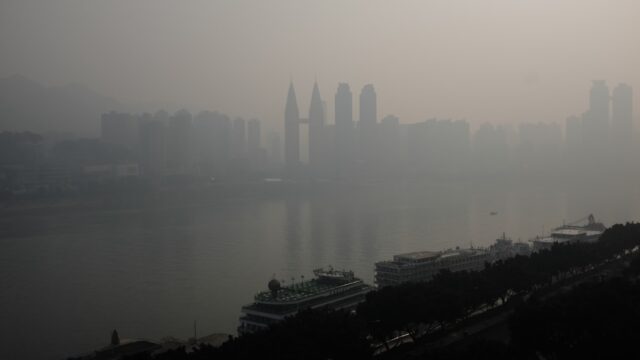 Heavy air pollution and smog over a city representing the health impact of air quality in India