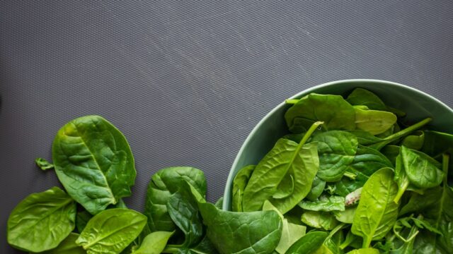 Iron-rich foods including spinach and legumes for preventing iron deficiency anaemia in women