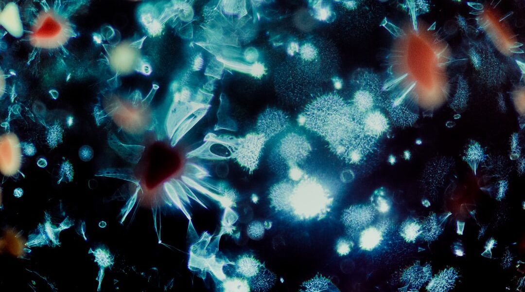 Microscopic view of virus cells representing Epstein-Barr virus research breakthrough 2026